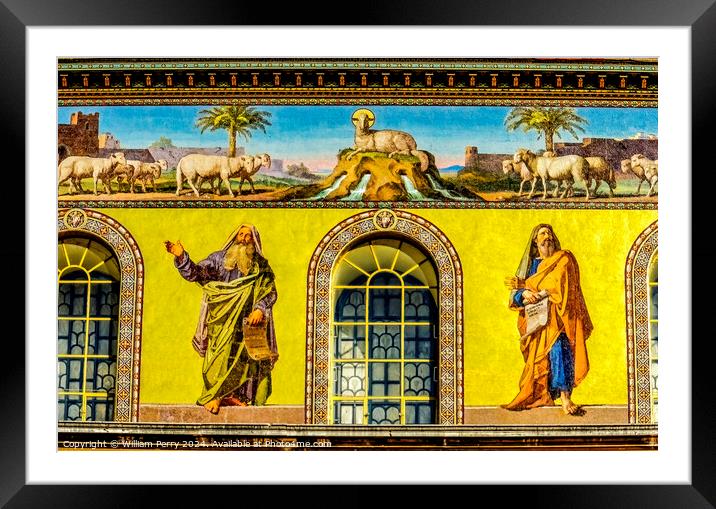 Disciples Lamb Mosaics Paul Beyond Walls Rome Italy Framed Mounted Print by William Perry