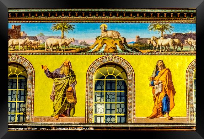 Disciples Lamb Mosaics Paul Beyond Walls Rome Italy Framed Print by William Perry