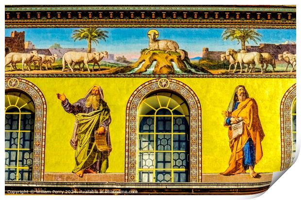 Disciples Lamb Mosaics Paul Beyond Walls Rome Italy Print by William Perry