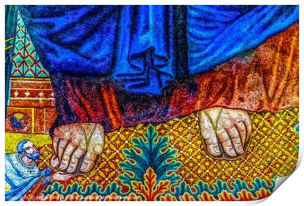 Jesus Feet Mosaic Papal Basilica Paul Beyond Walls Rome Italy Print by William Perry