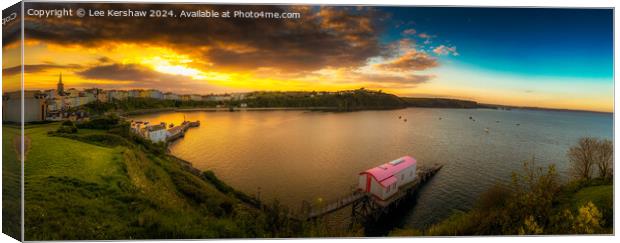Golden Tranquillity, Captivating Sunset Over Tenby Harbour Canvas Print by Lee Kershaw