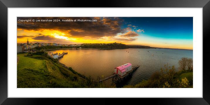 Golden Tranquillity, Captivating Sunset Over Tenby Harbour Framed Mounted Print by Lee Kershaw