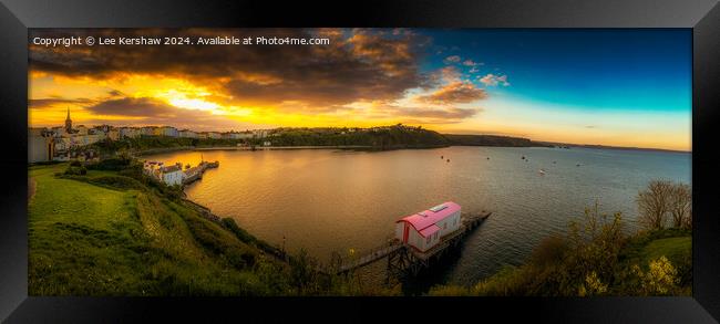 Golden Tranquillity, Captivating Sunset Over Tenby Harbour Framed Print by Lee Kershaw