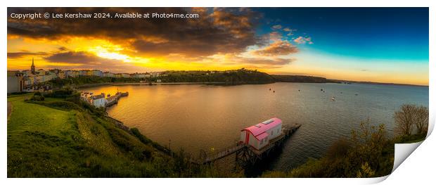 Golden Tranquillity, Captivating Sunset Over Tenby Harbour Print by Lee Kershaw