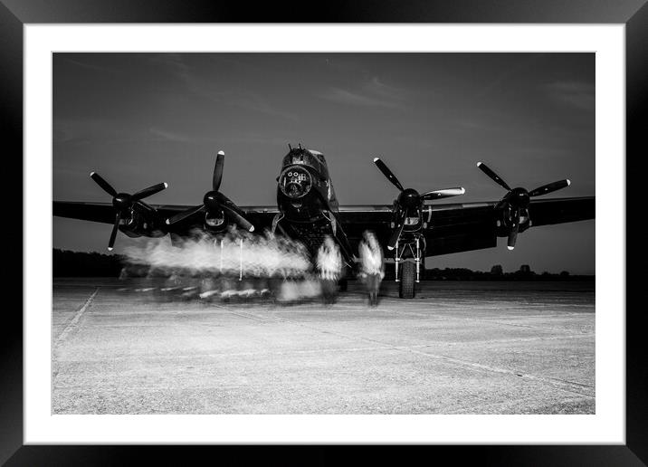 Lancaster Bomber Crew Night Framed Mounted Print by J Biggadike