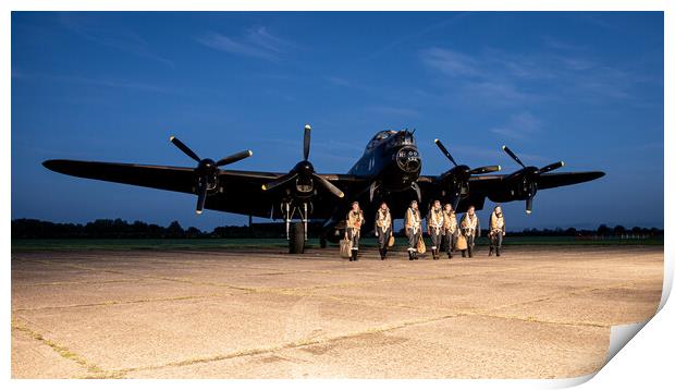 Lancaster Bomber Crew Print by J Biggadike