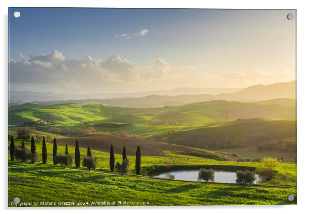 Countryside landscape in Volterra. Tuscany, Italy Acrylic by Stefano Orazzini
