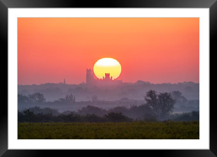 Sunrise behind Ely Cathedral, 29th April 2024 Framed Mounted Print by Andrew Sharpe