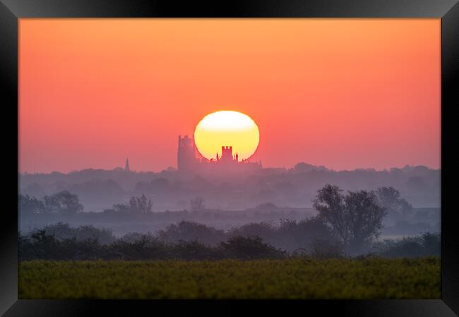 Sunrise behind Ely Cathedral, 29th April 2024 Framed Print by Andrew Sharpe