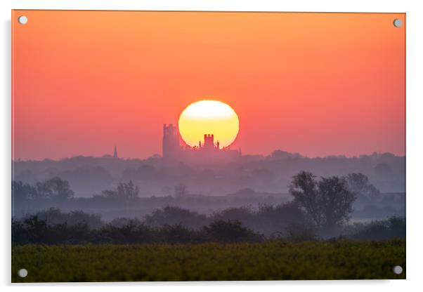 Sunrise behind Ely Cathedral, 29th April 2024 Acrylic by Andrew Sharpe