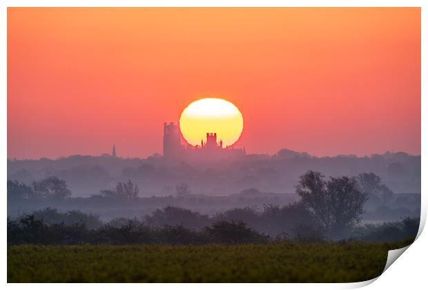 Sunrise behind Ely Cathedral, 29th April 2024 Print by Andrew Sharpe