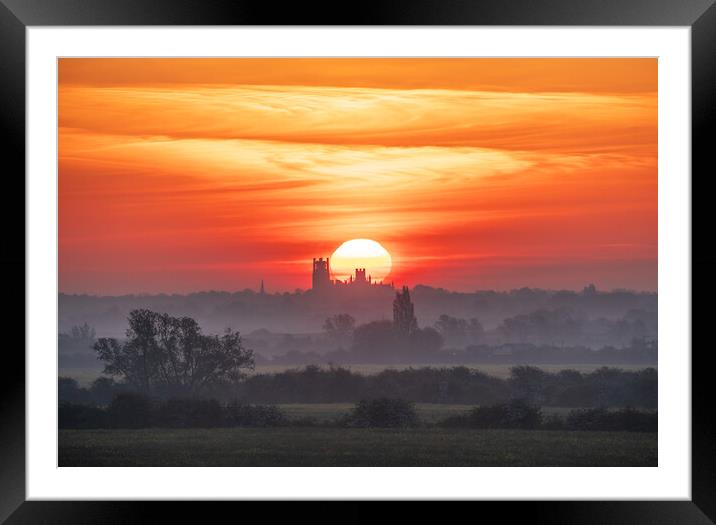 Sunrise behind Ely Cathedral, 30th April 2024 Framed Mounted Print by Andrew Sharpe