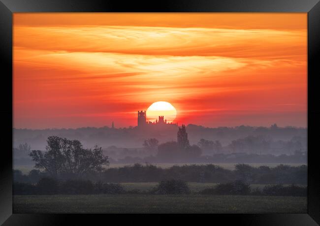 Sunrise behind Ely Cathedral, 30th April 2024 Framed Print by Andrew Sharpe