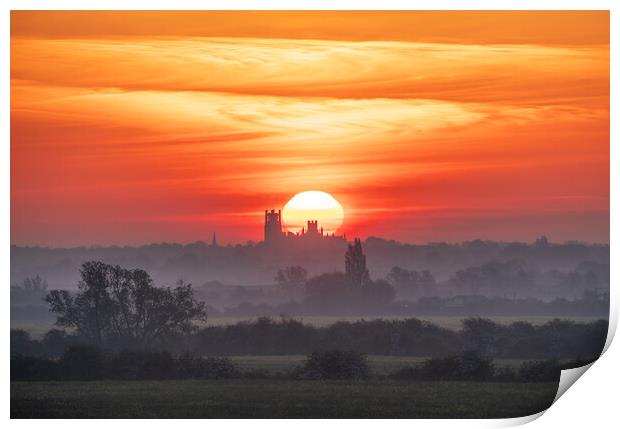 Sunrise behind Ely Cathedral, 30th April 2024 Print by Andrew Sharpe