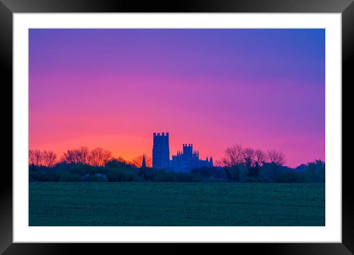 Dawn behind Ely Cathedral, 6th April 2024 Framed Mounted Print by Andrew Sharpe