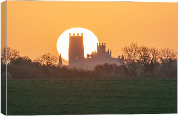 Sunrise behind Ely Cathedral, 7th April 2024 Canvas Print by Andrew Sharpe