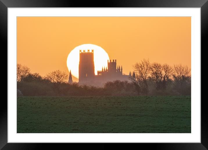 Sunrise behind Ely Cathedral, 7th April 2024 Framed Mounted Print by Andrew Sharpe