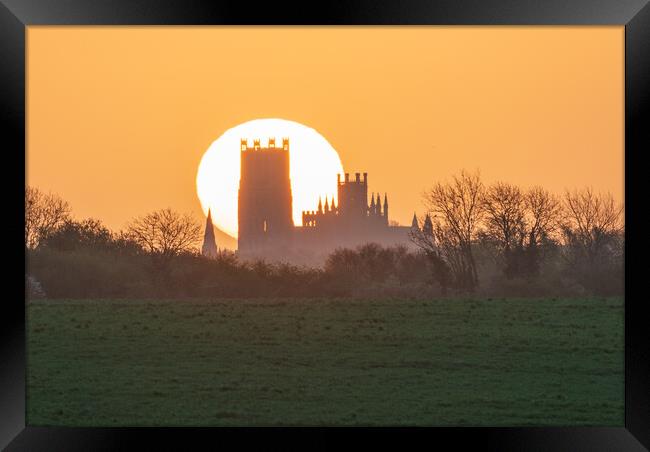 Sunrise behind Ely Cathedral, 7th April 2024 Framed Print by Andrew Sharpe