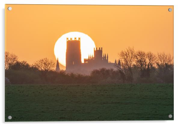 Sunrise behind Ely Cathedral, 7th April 2024 Acrylic by Andrew Sharpe