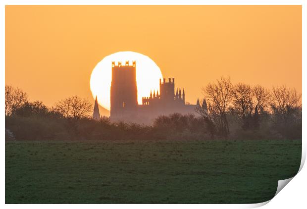 Sunrise behind Ely Cathedral, 7th April 2024 Print by Andrew Sharpe