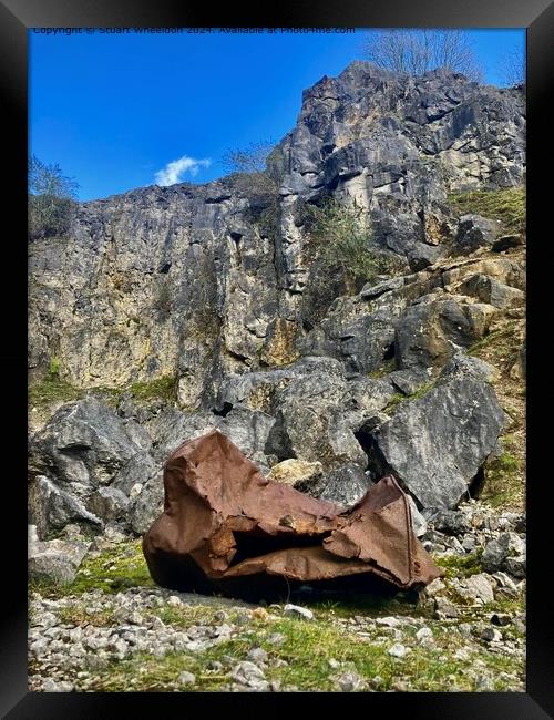 Rusted Barrel Quarry Landscape Framed Print by Stuart Wheeldon