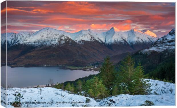 Five Sisters of Kintail Sunset Canvas Print by John Henderson