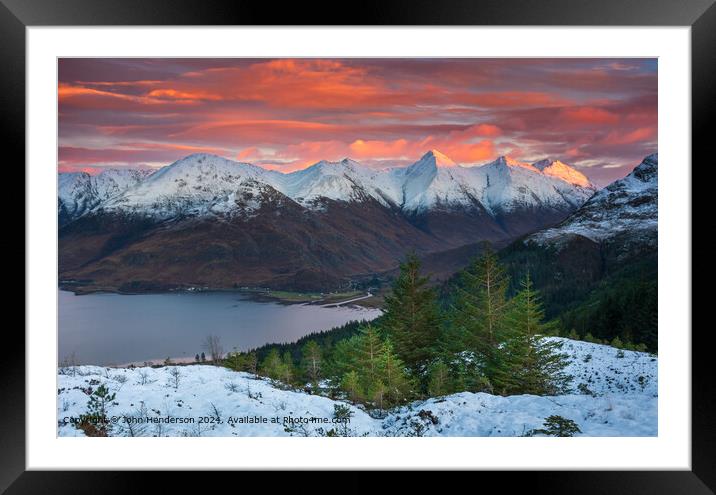 Five Sisters of Kintail Sunset Framed Mounted Print by John Henderson