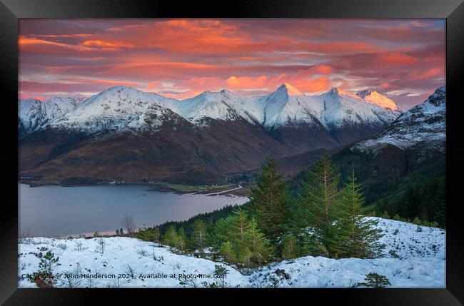Five Sisters of Kintail Sunset Framed Print by John Henderson