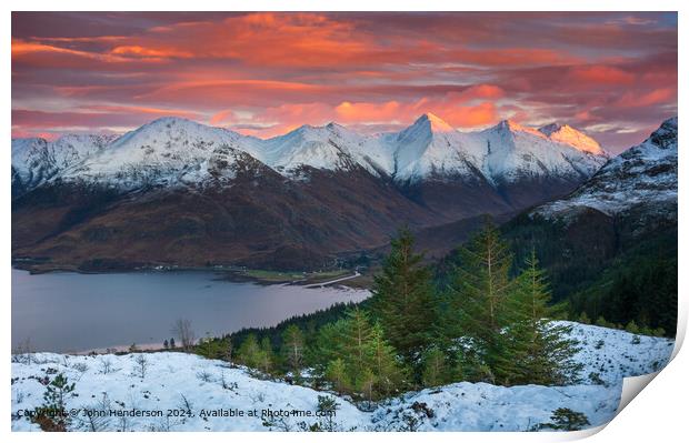 Five Sisters of Kintail Sunset Print by John Henderson