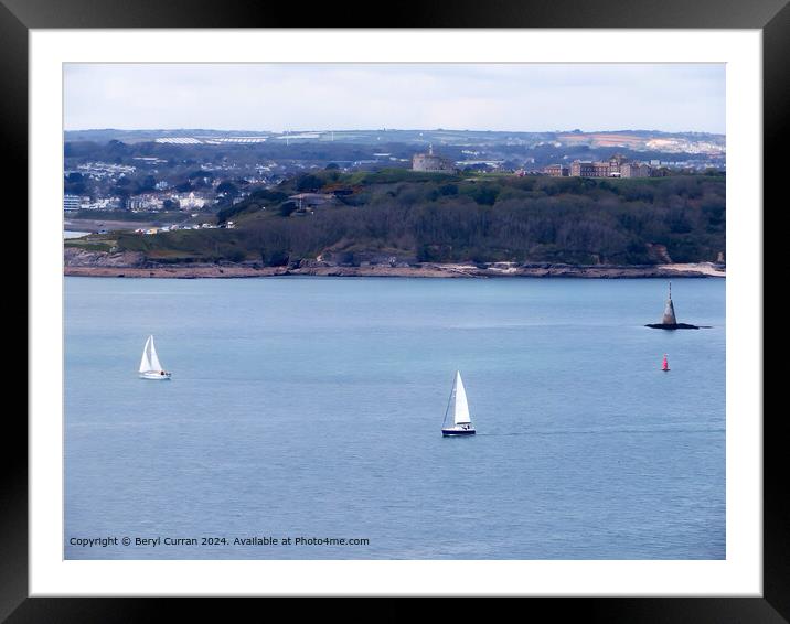 Falmouth Bay Sailing Boats Framed Mounted Print by Beryl Curran