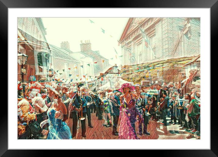 Helston Flora Day Street Dance Framed Mounted Print by kathy white