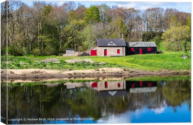 River Tweed Red Barn Canvas Print by Michael Birch