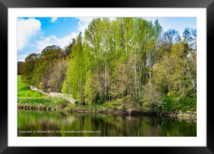 River Tweed Reflection Landscape Framed Mounted Print by Michael Birch