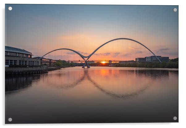 Infinity Bridge Reflection Sunset Acrylic by Kevin Winter