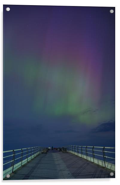 Aurora Borealis Saltburn Pier Acrylic by Kevin Winter
