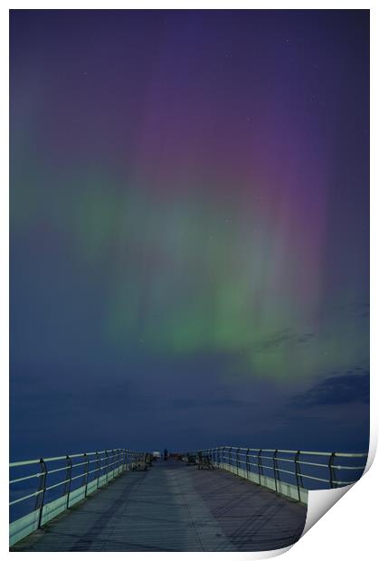 Aurora Borealis Saltburn Pier Print by Kevin Winter