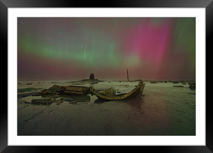 Aurora Lights Shipwreck Landscape Framed Mounted Print by Kevin Winter