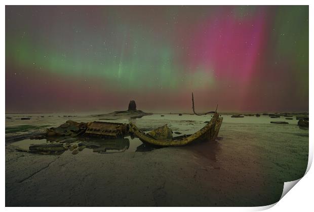 Aurora Lights Shipwreck Landscape Print by Kevin Winter