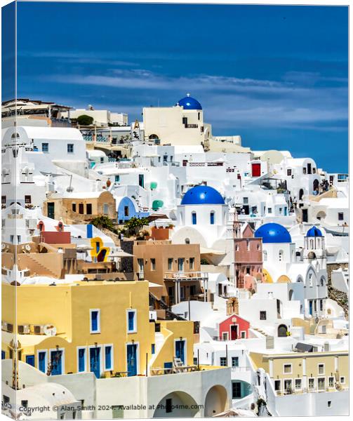 Blue Domes of Oia Canvas Print by Alan Smith