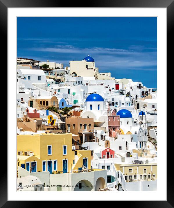 Blue Domes of Oia Framed Mounted Print by Alan Smith