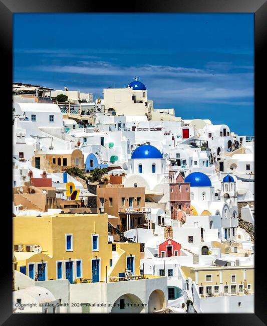 Blue Domes of Oia Framed Print by Alan Smith