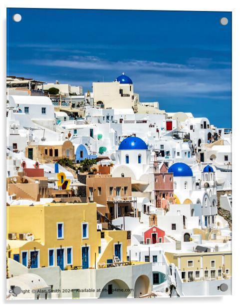 Blue Domes of Oia Acrylic by Alan Smith