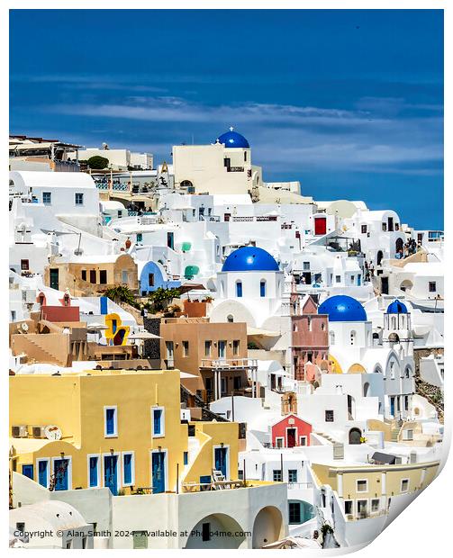 Blue Domes of Oia Print by Alan Smith