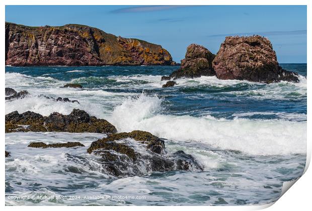 St Abbs Waves and Rocks Print by Michael Birch