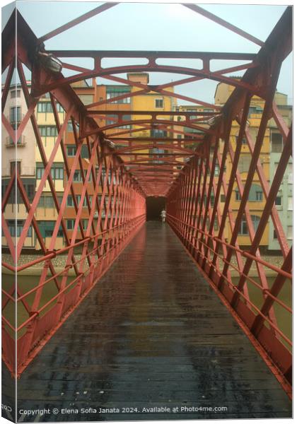 Eiffel Bridge Red Symmetry Canvas Print by Elena Sofia Janata