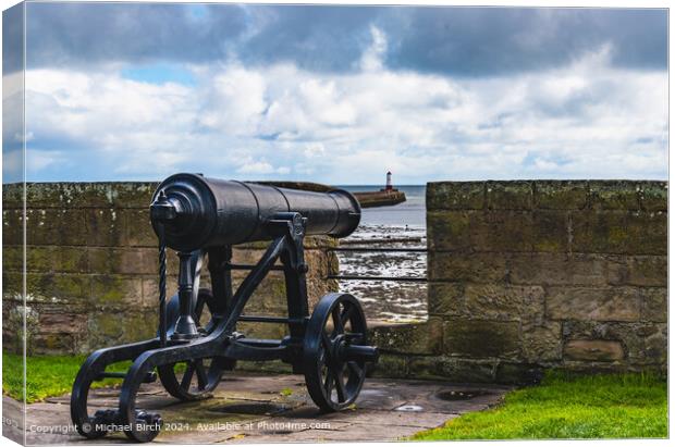 Ancient Cannon Overlooking Berwick Canvas Print by Michael Birch