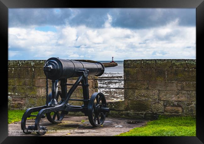 Ancient Cannon Overlooking Berwick Framed Print by Michael Birch