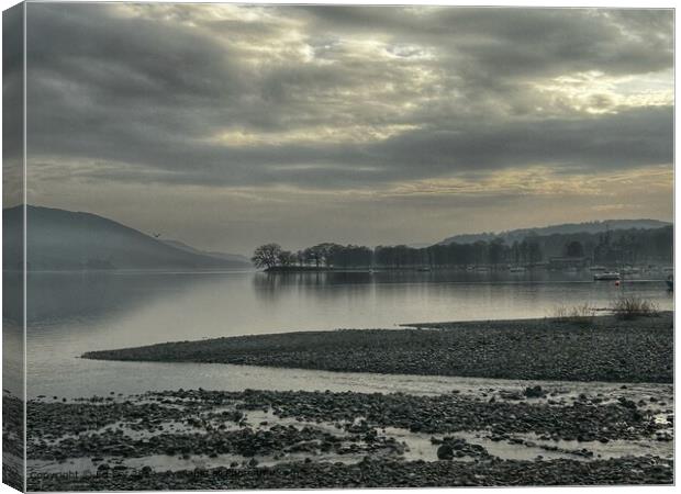 Misty Coniston Lake Reflection Canvas Print by Ed Fry