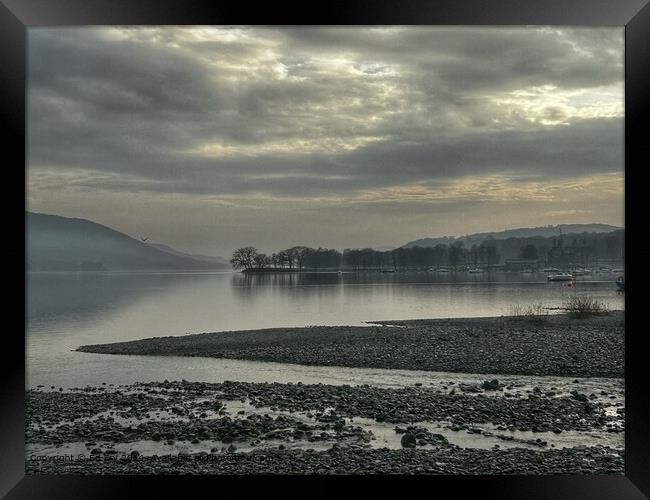 Misty Coniston Lake Reflection Framed Print by Ed Fry