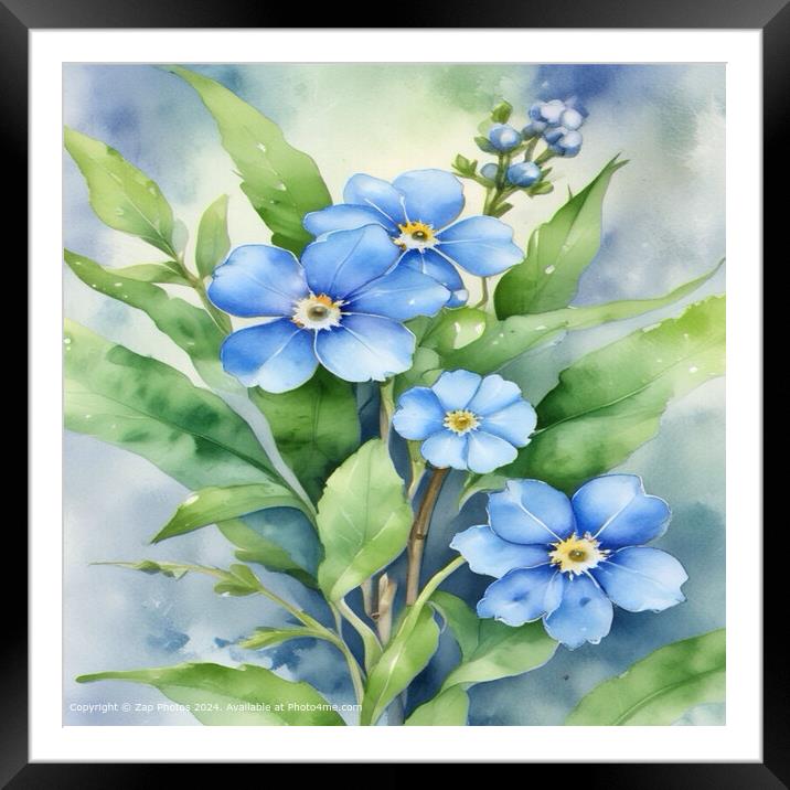 Blue Forget-Me- Not  Framed Mounted Print by Zap Photos
